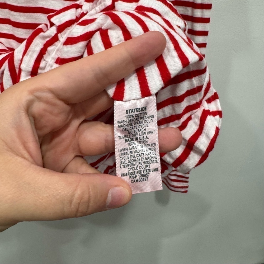 Stateside Red White Stripe Long Sleeve Bubble Hem Top Small - Picture 6 of 6